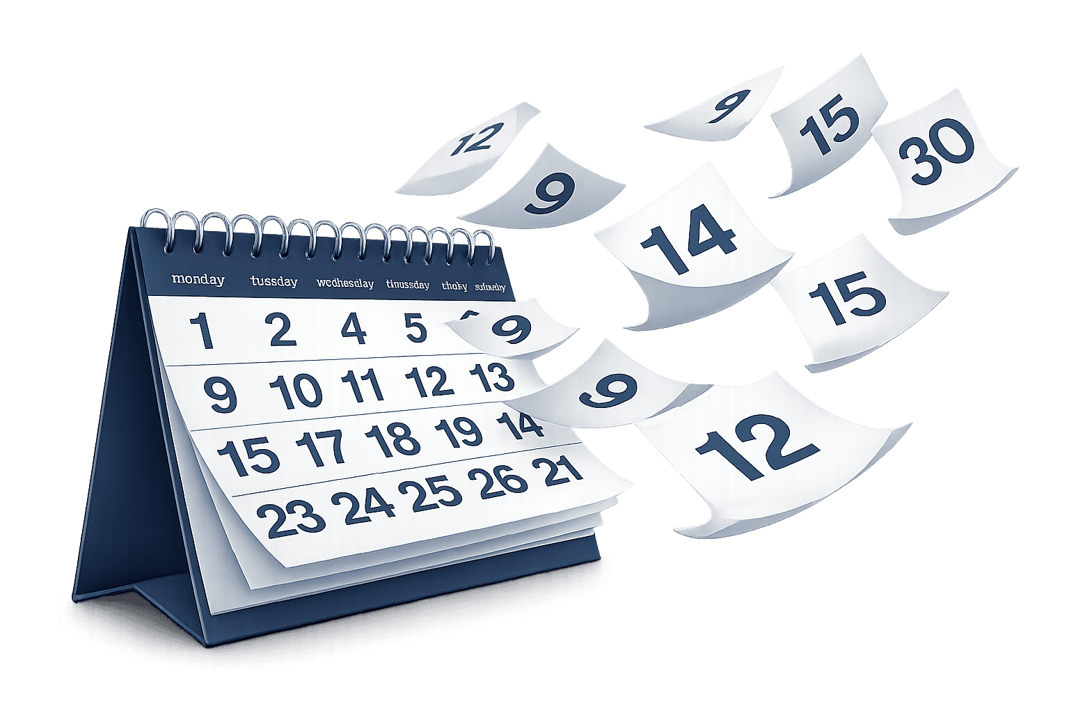 Limited Moving Dates Calendar – Starbright Vanlines Calendar pages flying off a paper calendar symbolizing limited availability and fast-approaching move dates with Starbright Vanlines